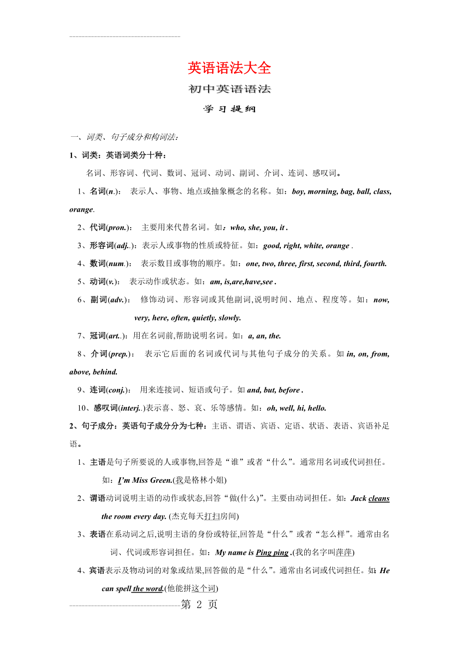 初中英语语法大全[知识点总结可打印](90页).doc_第2页