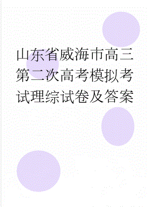 山东省威海市高三第二次高考模拟考试理综试卷及答案(19页).doc