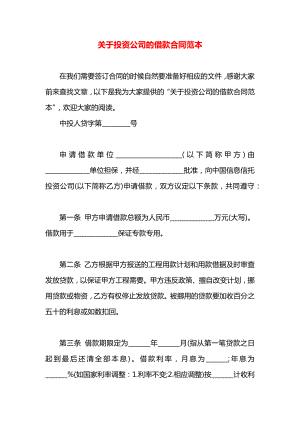 关于投资公司的借款合同范本.docx