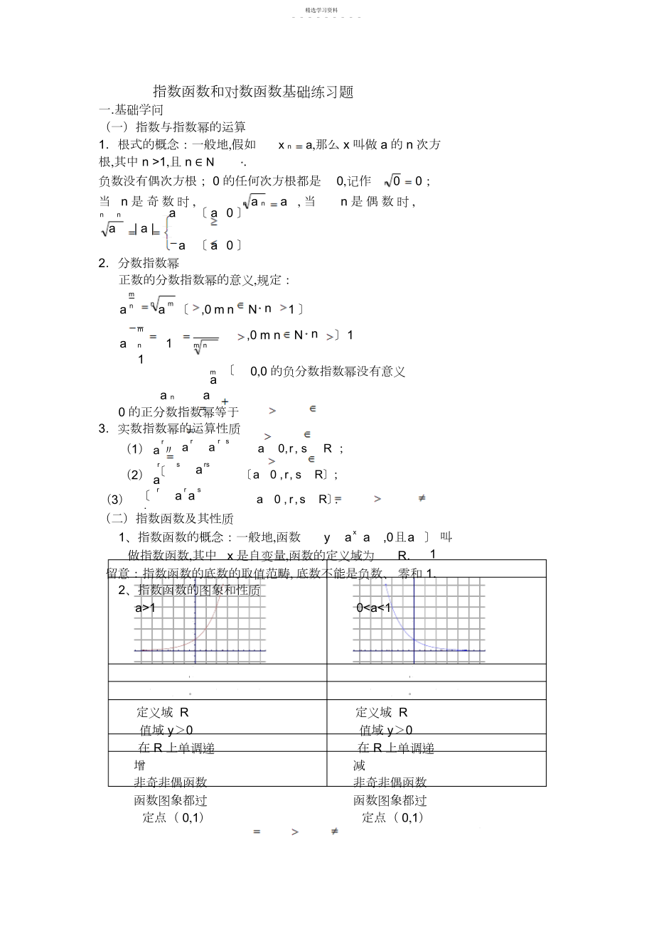 2022年指数函数和对数函数知识点和练习2 .docx_第1页