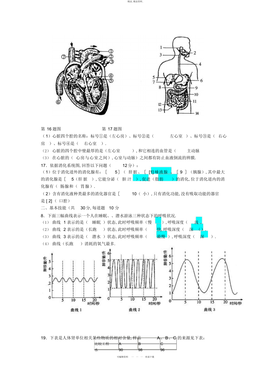 2022年七级生物下学期末测试卷 .docx_第2页