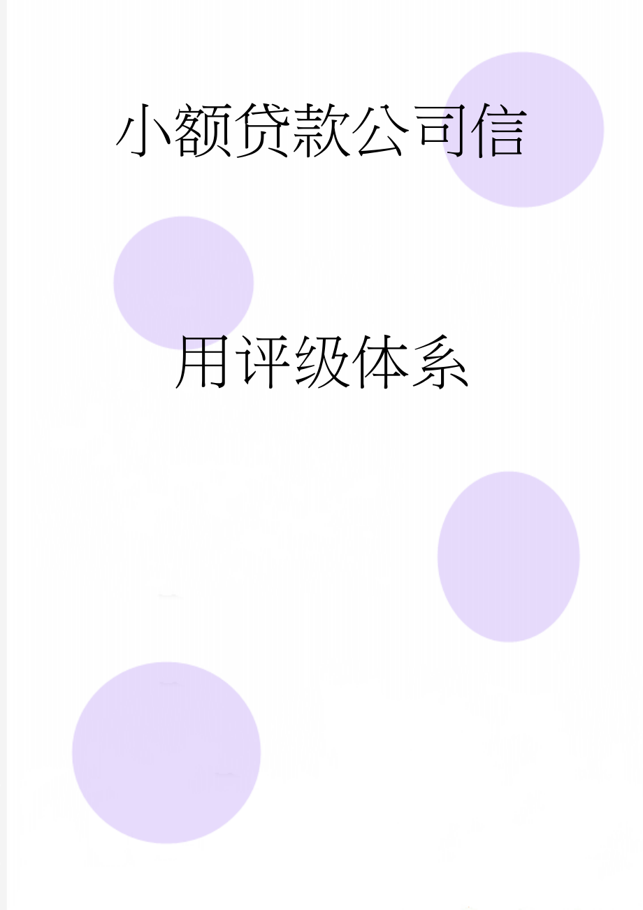 小额贷款公司信用评级体系(13页).doc_第1页