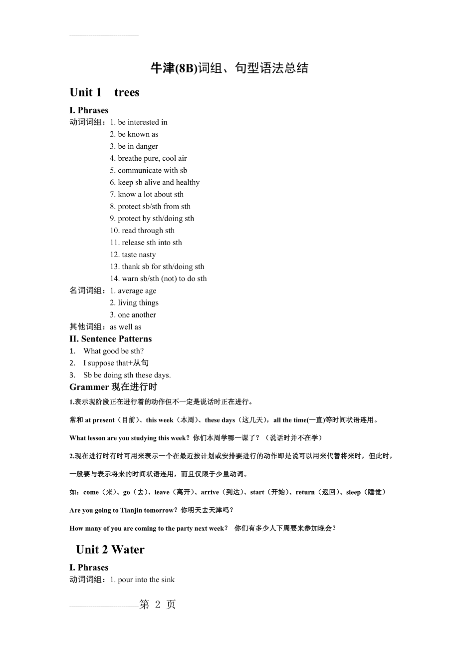 牛津英语8B知识点梳理(8页).doc_第2页