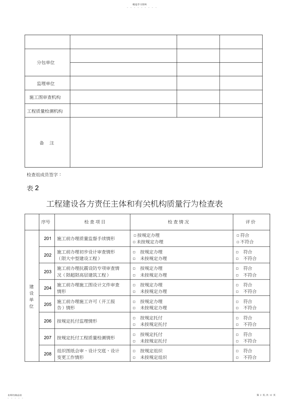 2022年房屋建筑工程质量监督执法检查表 .docx_第2页