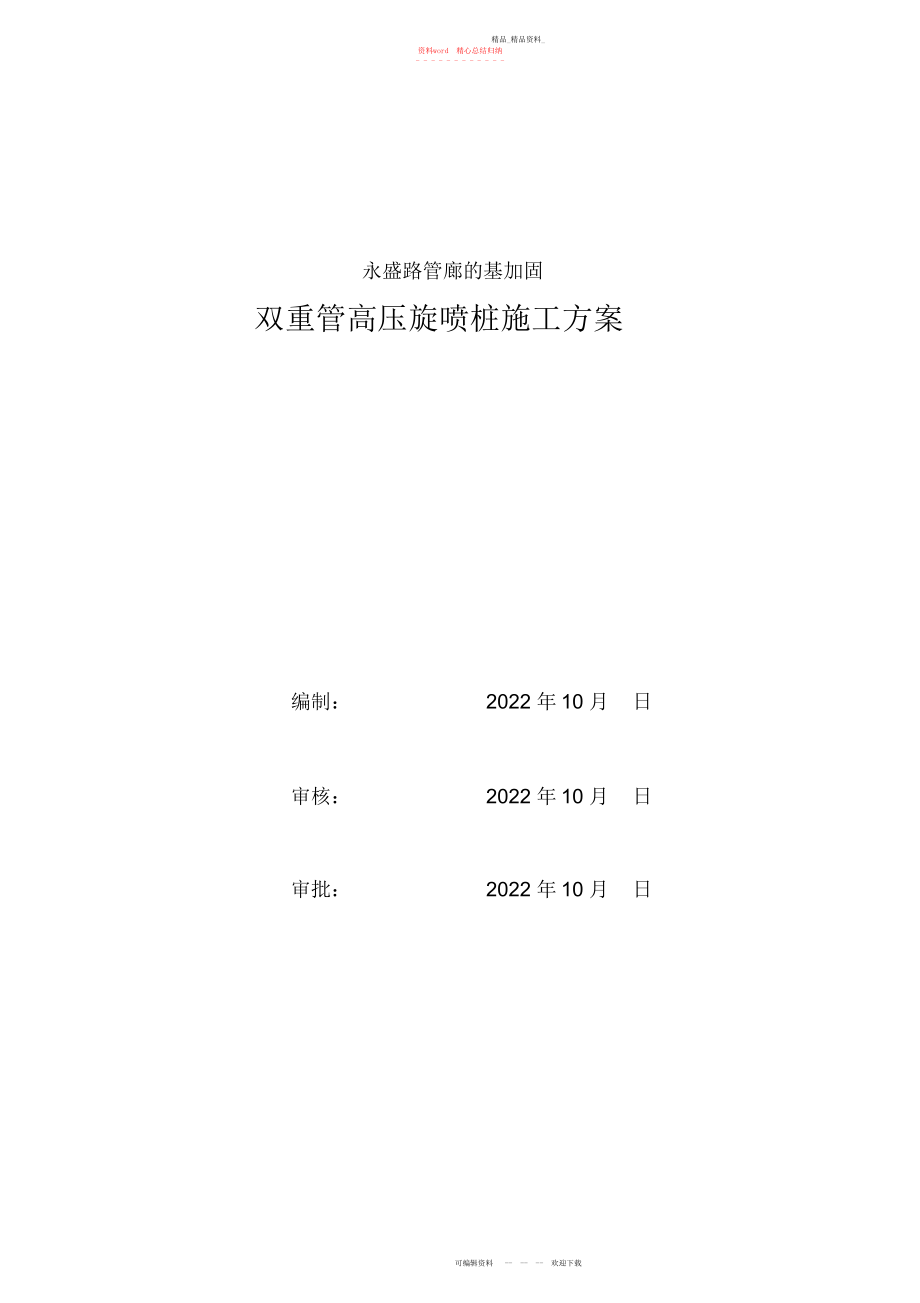 2022年地基加固双重管高压旋喷桩专项施工方案.docx_第1页