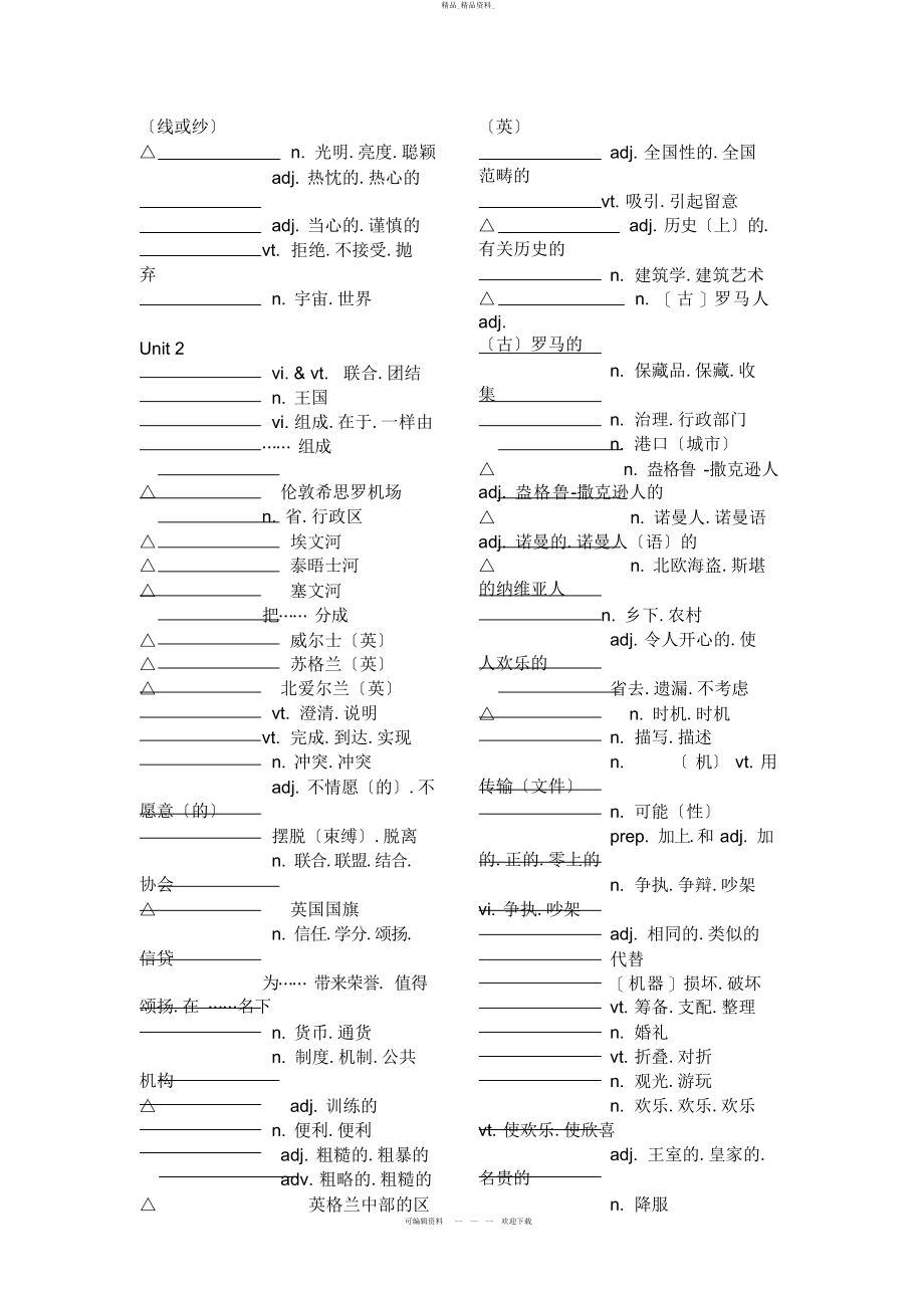 2022年人教版高中英语单词表必修五默写版 .docx_第2页