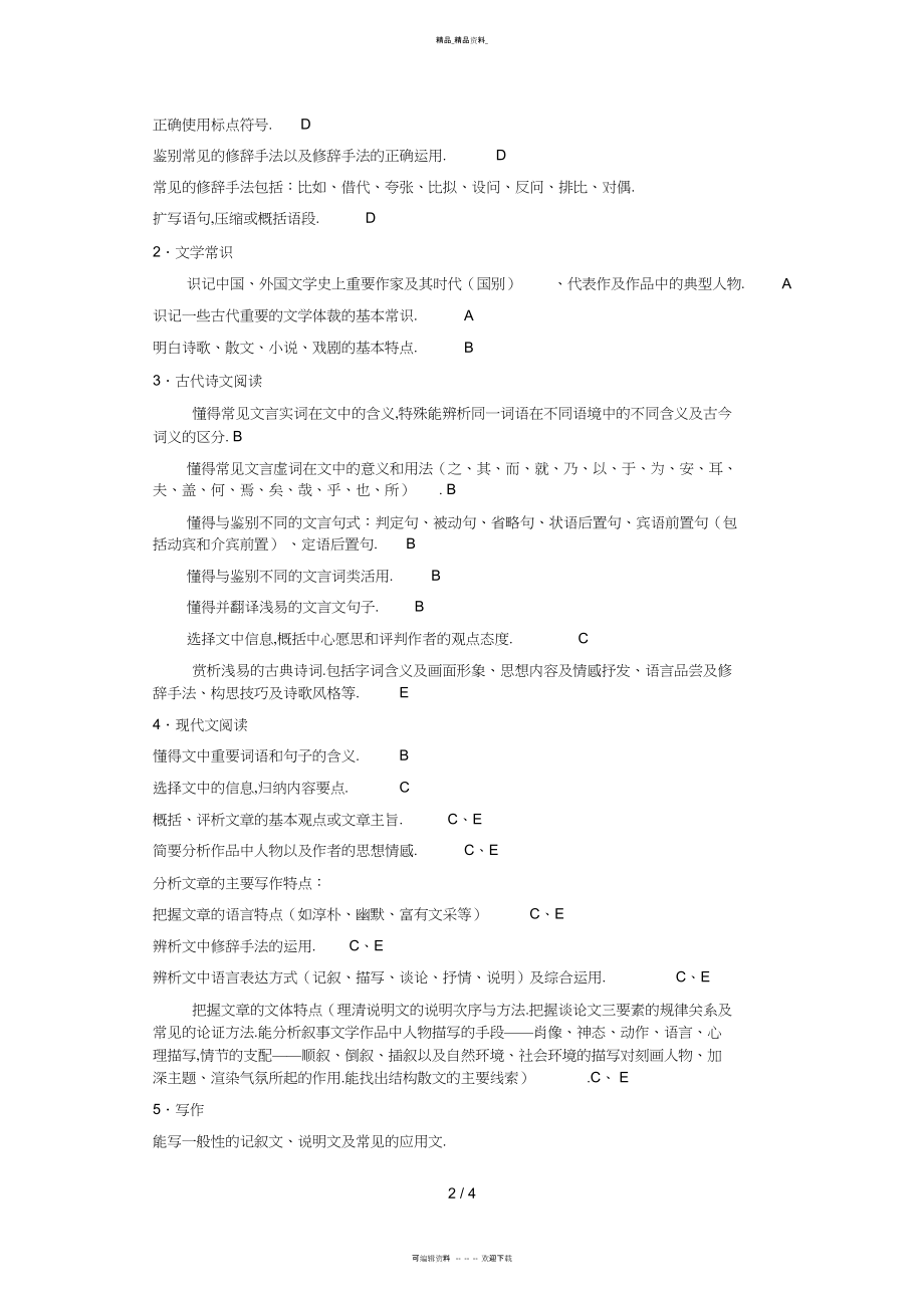 2022年湖北省技能高考文化综合考试大纲 .docx_第2页