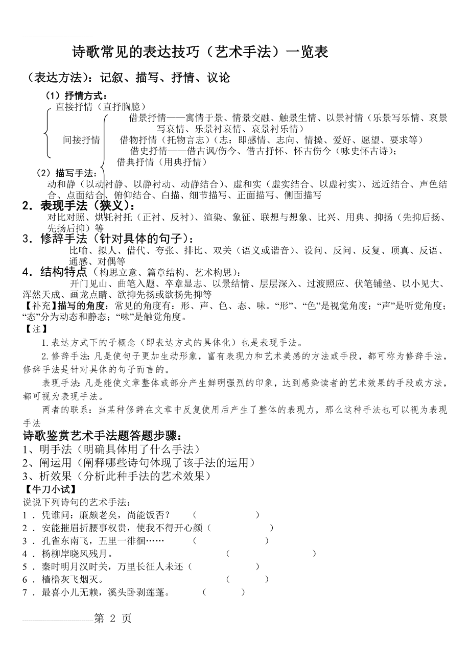 诗歌常见的表达技巧(复习)(6页).doc_第2页