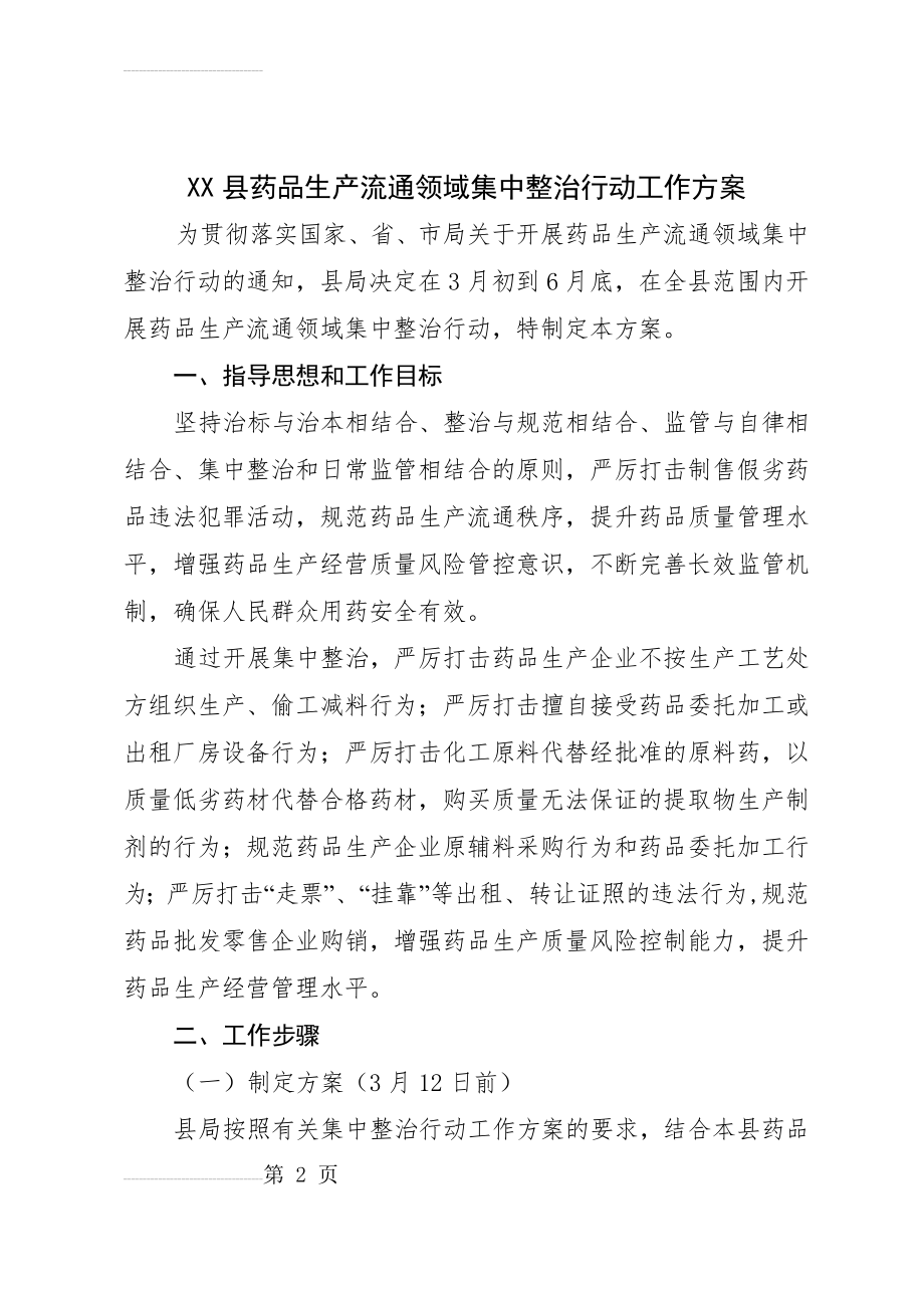 药品生产流通领域集中整治行动工作方案(13页).doc_第2页