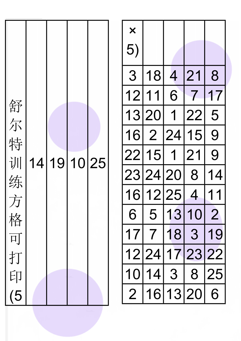 舒尔特训练方格 可打印(5×5)(12页).doc_第1页