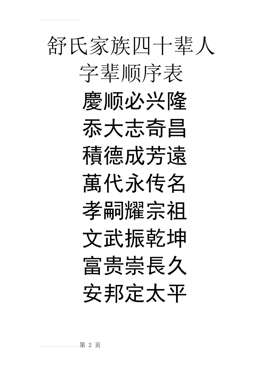 舒氏家族前四十辈人字辈顺序表(2页).doc_第2页