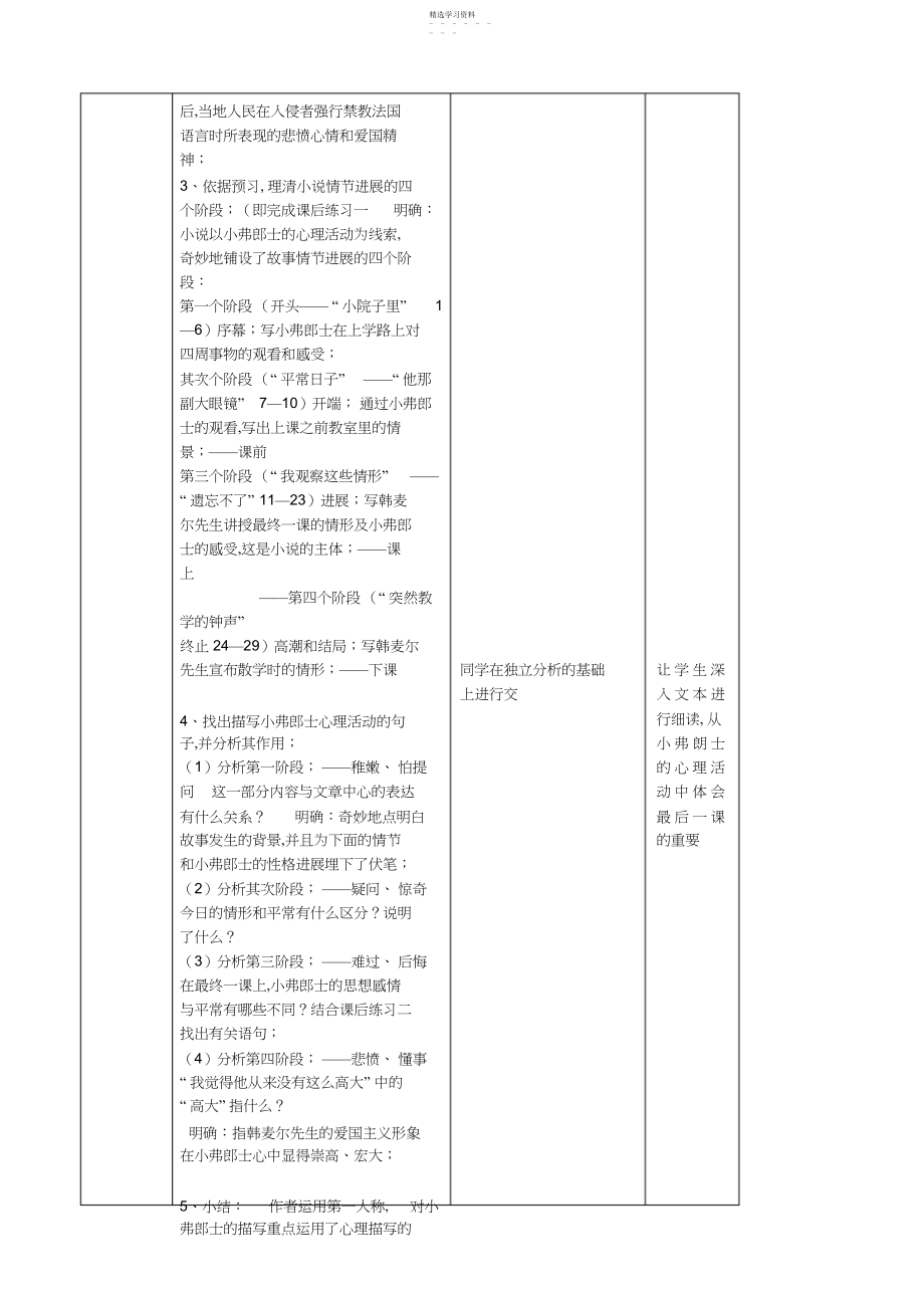 2022年最后一课教案表格教案课改教案教学设计作业布置 .docx_第2页