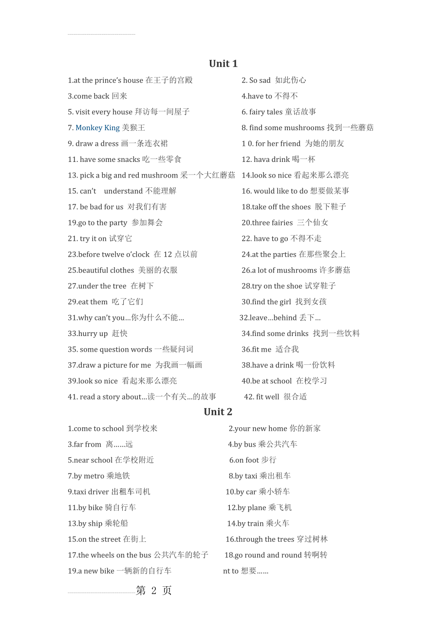 译林版英语五年级下册1-8单元词组(6页).doc_第2页