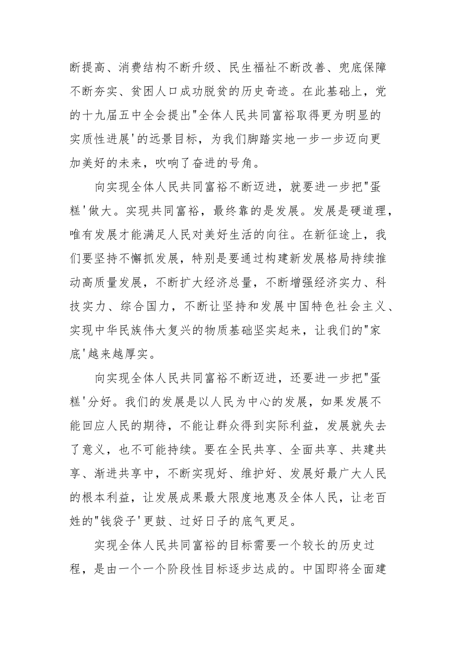 不断推进全体人民的共同富裕心得体会范文（四篇）.docx_第2页