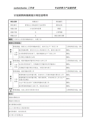 制鞋企业计划采购科残鞋统计岗位说明书.docx