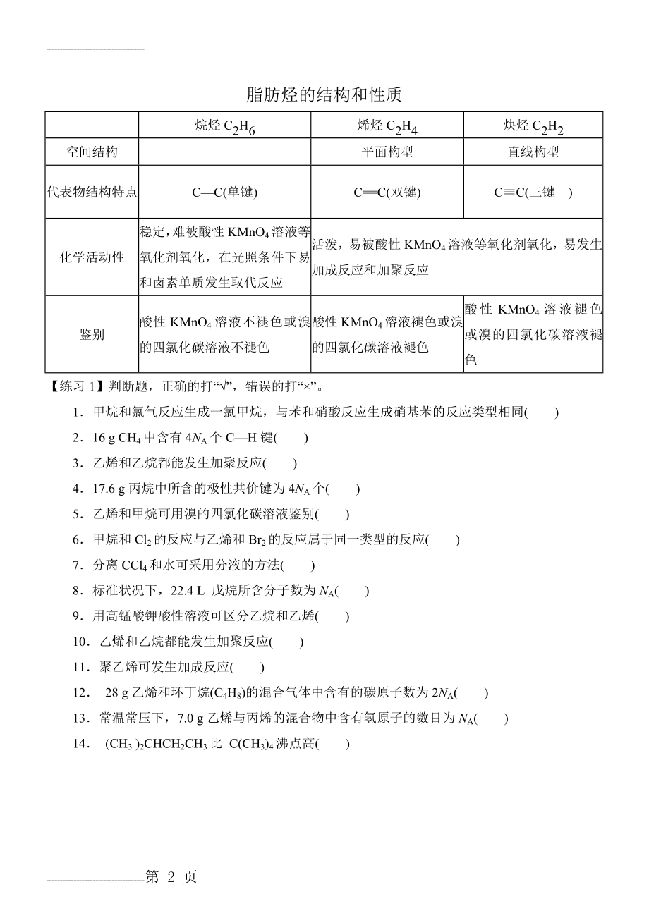 脂肪烃的结构和性质(2页).doc_第2页