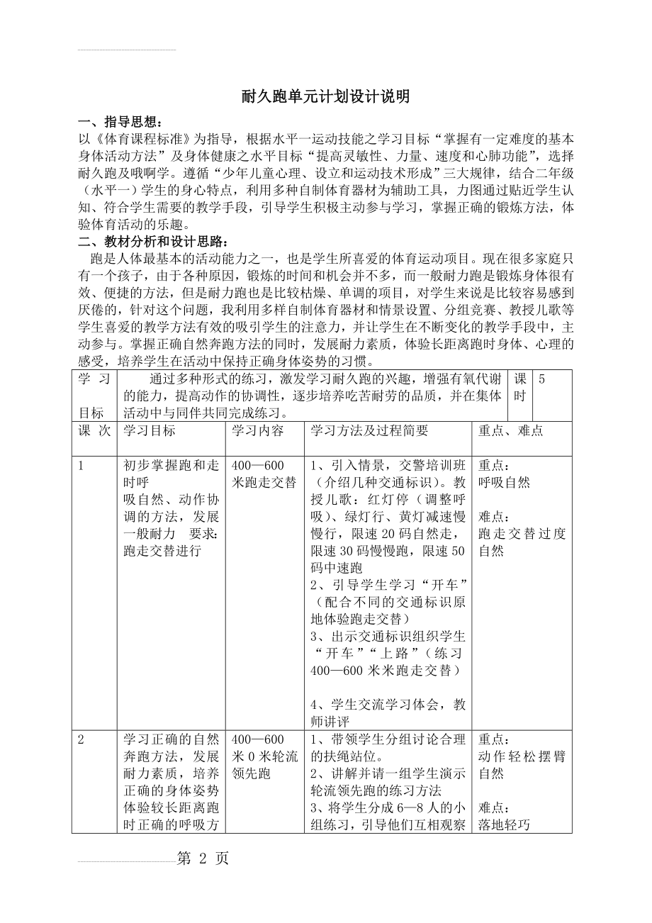 耐久跑单元计划和课时教案(6页).doc_第2页