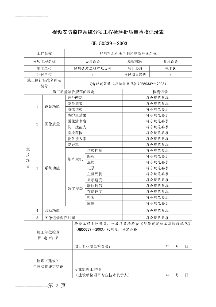 视频监控系统分项工程检验批质量验收记录表(3页).doc_第2页