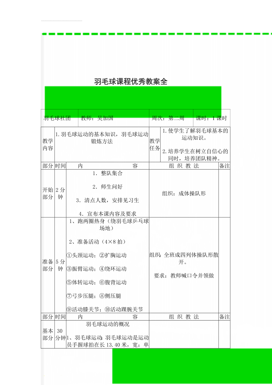 羽毛球课程优秀教案全(16页).doc_第1页