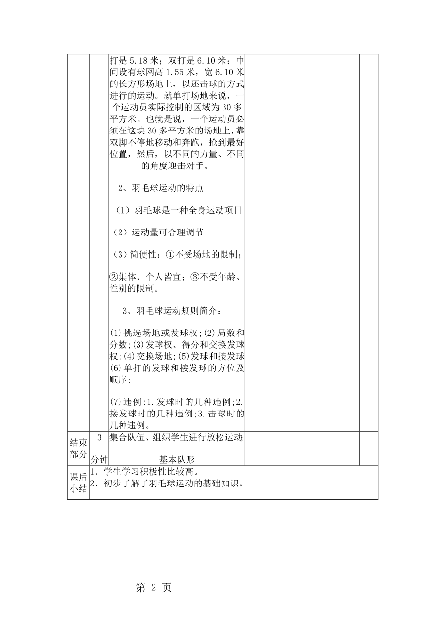 羽毛球课程优秀教案全(16页).doc_第2页