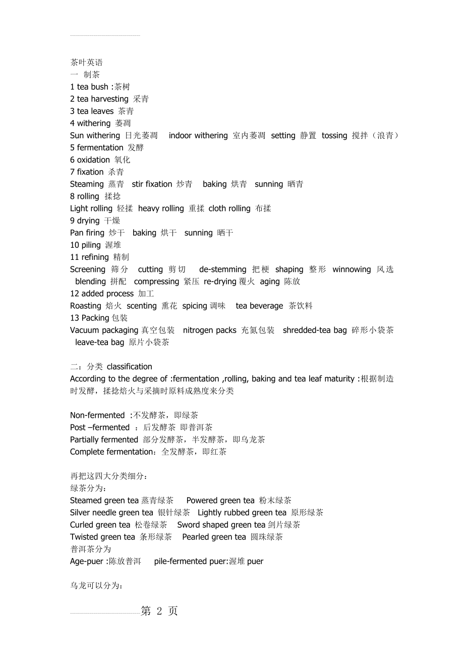 茶叶英语词汇中英对照翻译(4页).doc_第2页