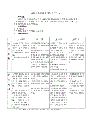 泌尿科护理实习生教学计划.doc