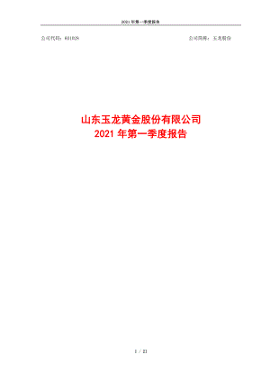 玉龙股份：山东玉龙黄金股份有限公司2021年第一季度报告.PDF