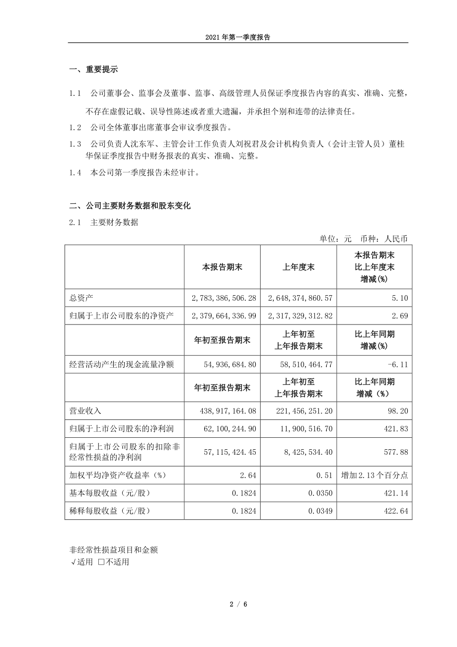 莱绅通灵：莱绅通灵2021年第一季度报告_正文.PDF_第2页