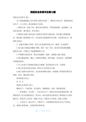 班组安全承诺书合集七篇.pdf