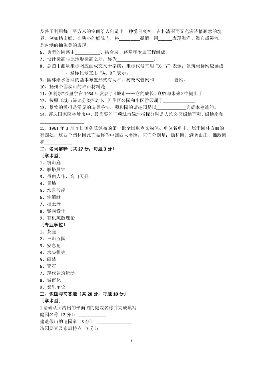 南京林业大学2009年攻读硕士学位研究生入学考试《园林综合理论》试题.pdf_第2页