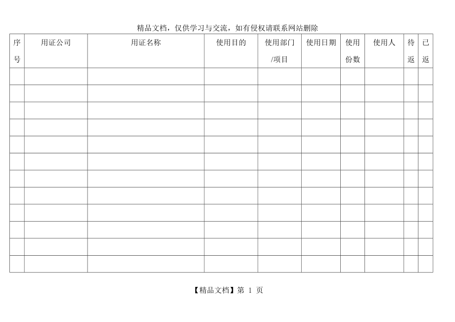 公司证照使用登记台账.doc_第1页