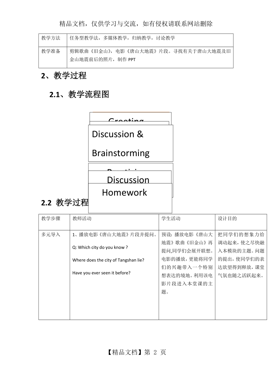 人教版英语必修一第四单元教学设计.docx_第2页