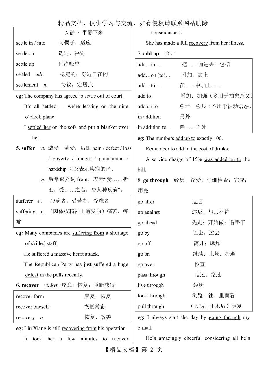 人教版高中英语必修1核心词汇讲解及训练.doc_第2页