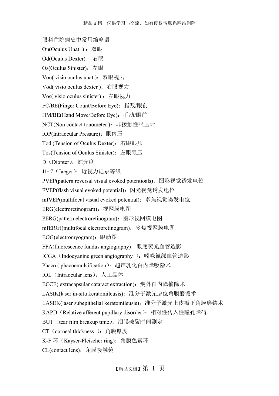 眼科常用缩略语.doc_第1页