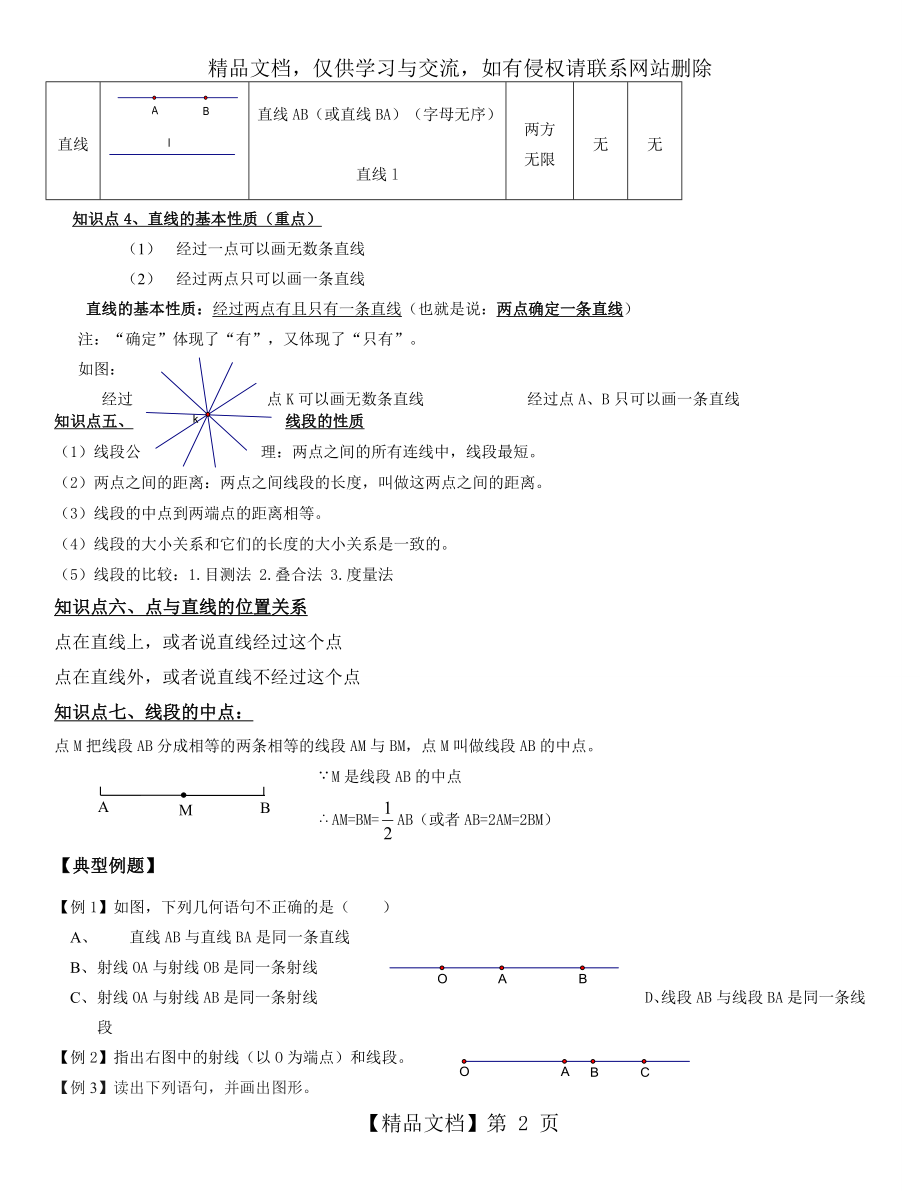 好线段射线直线知识点总结及习题.doc_第2页