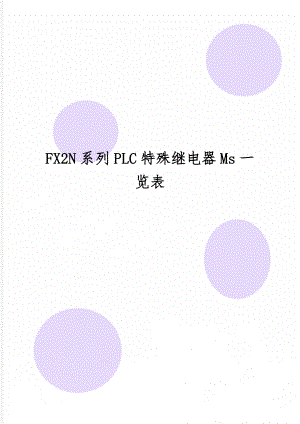 FX2N系列PLC特殊继电器Ms一览表7页word文档.doc