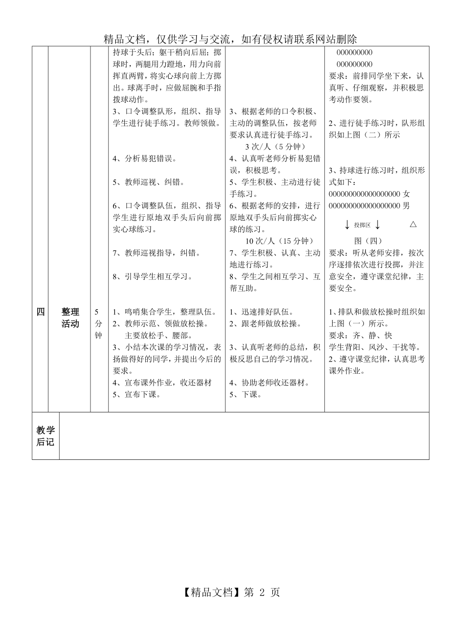 双手头后双手头后向前掷实心球教案.doc_第2页