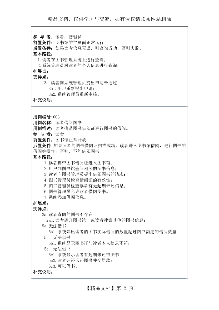 图书管理系统用例描述.doc_第2页