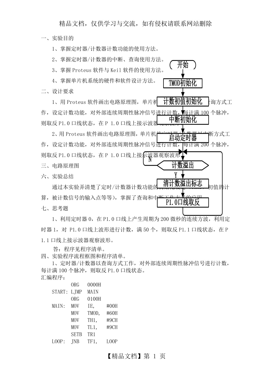 单片机实验之定时器计数器应用实验二.doc_第1页