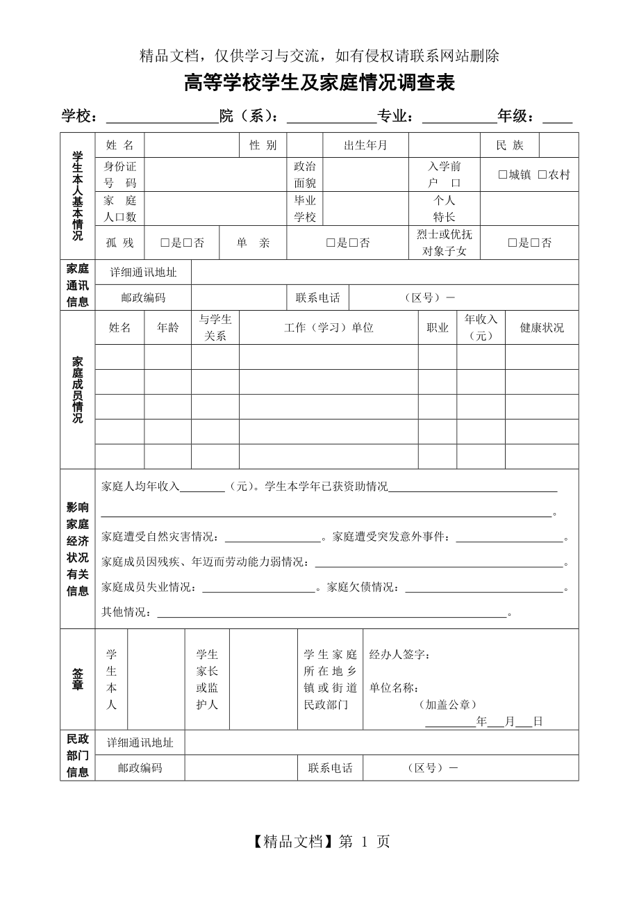 大学生贫困助学金申请表.doc_第1页