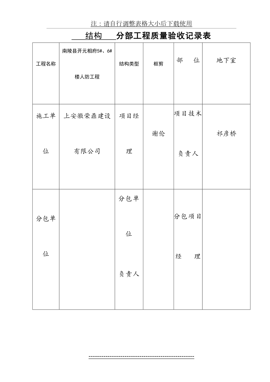 人防分部工程质量验收记录表1.doc_第2页