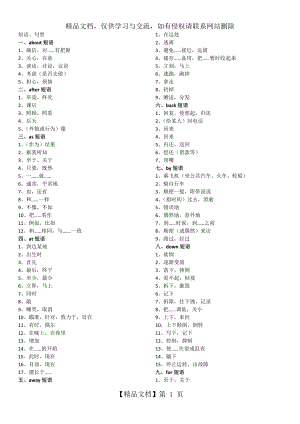 初中英语介词动词重要短语默写.docx