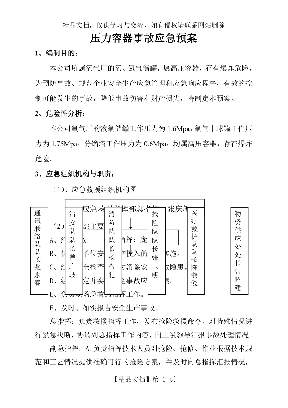 压力容器事故应急预案——专项应急预案.doc_第1页