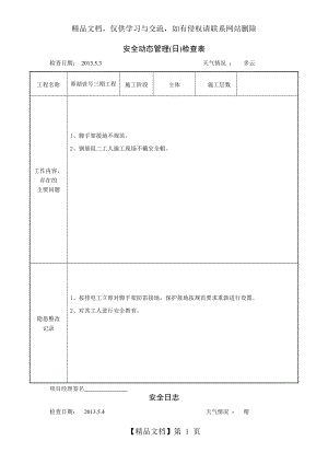 安全动态管理(日)检查表.doc