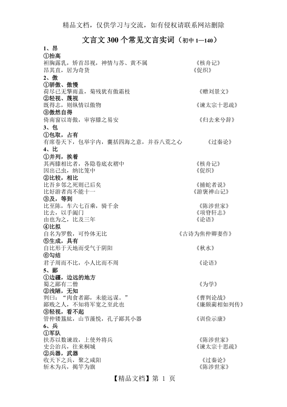 初中文言文300个常见文言实词.docx_第1页