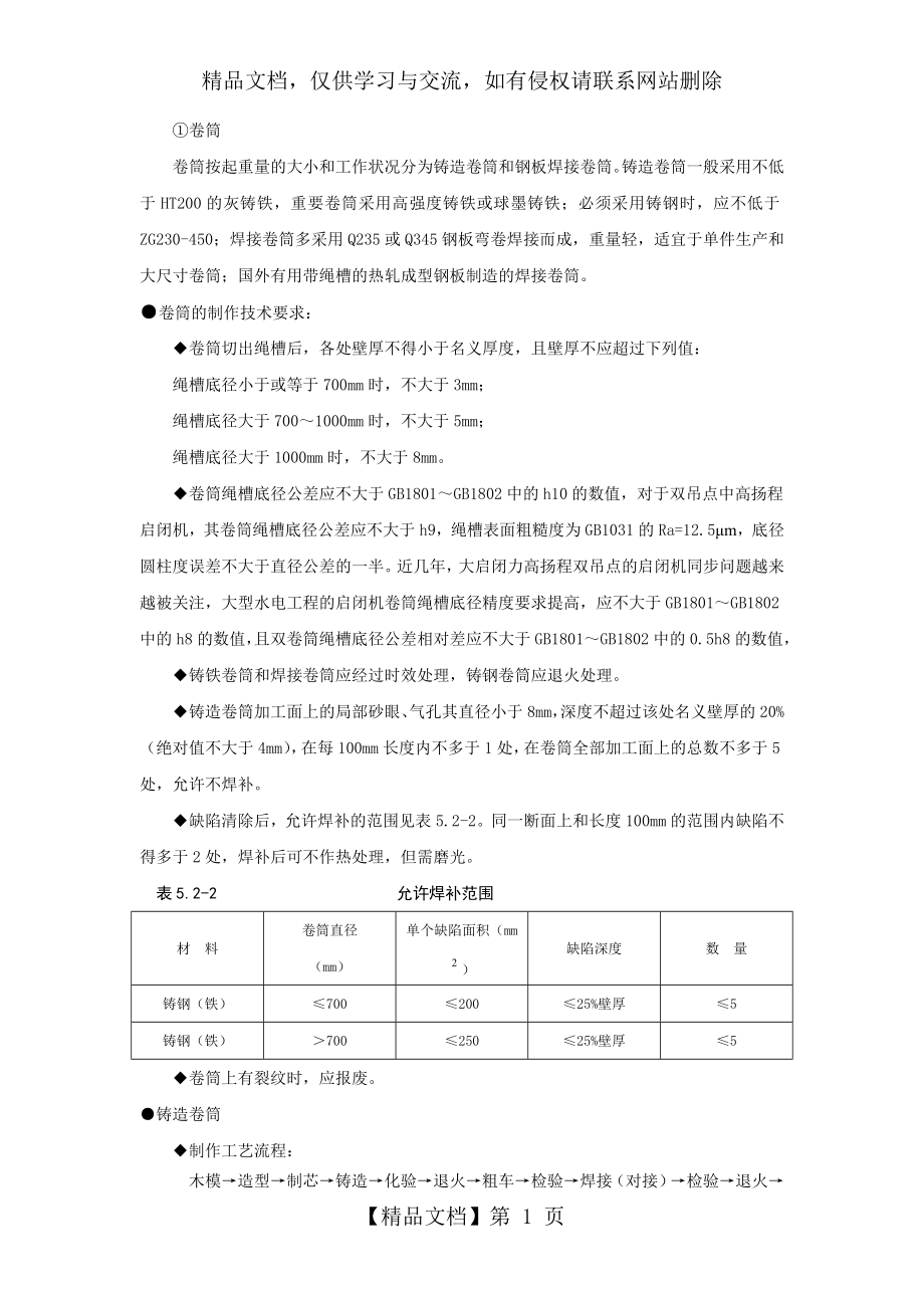 固定卷扬式启闭机卷筒的制造.doc_第1页