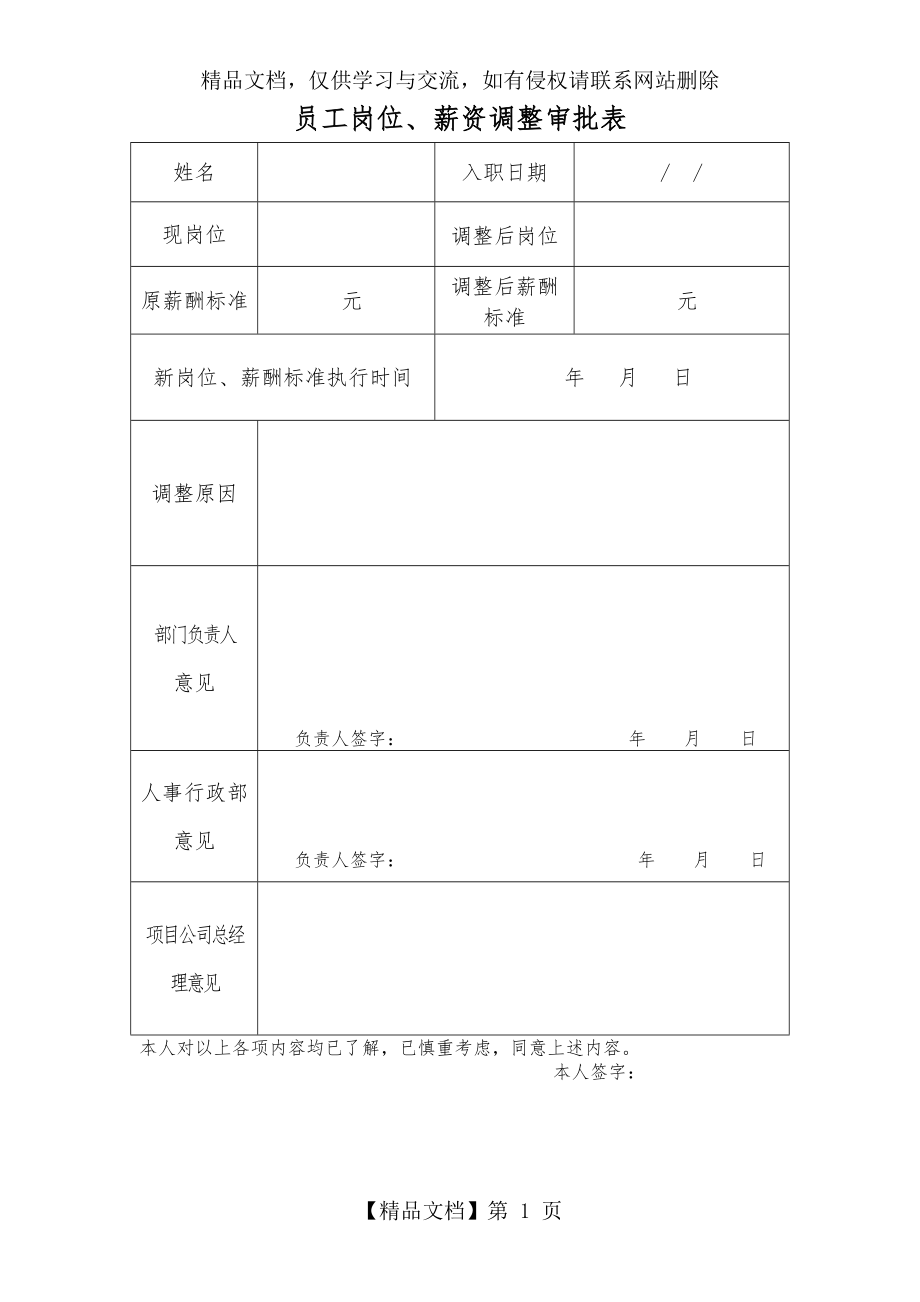 员工岗位、薪资调整审批表.doc_第1页