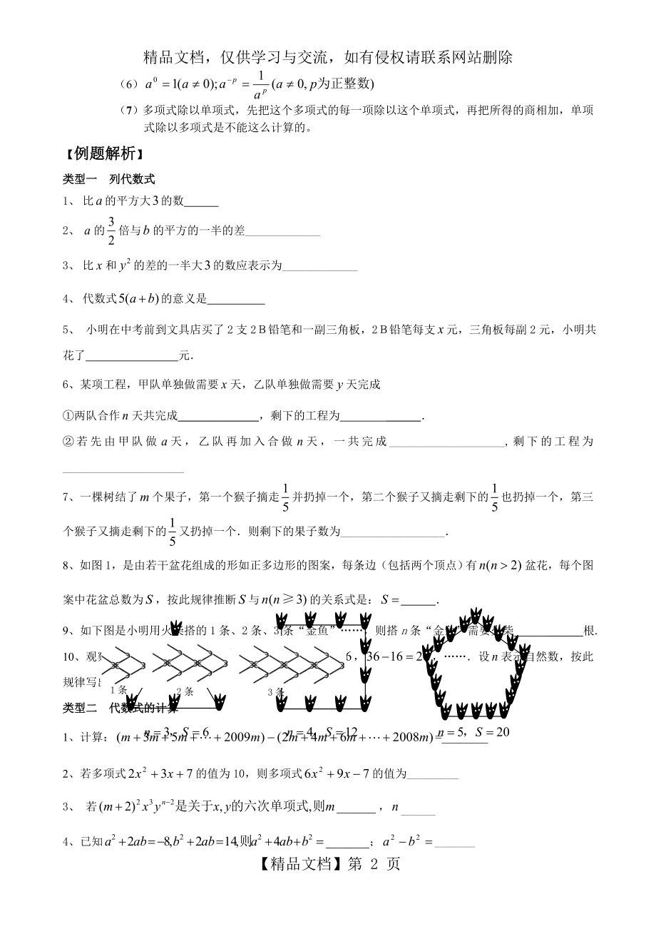 初一代数式知识总结(题型全面).doc_第2页