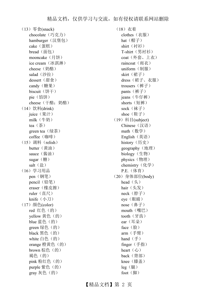 初中英语单词分类大全(打印版).docx_第2页