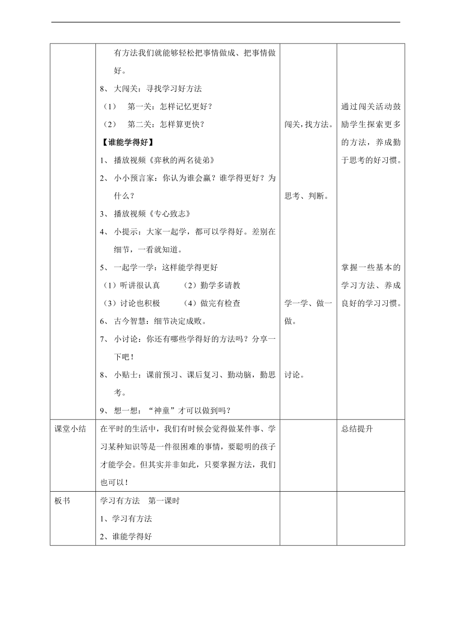 道德与法治二年级下册4.14学习有方法第一课时教案.doc_第2页